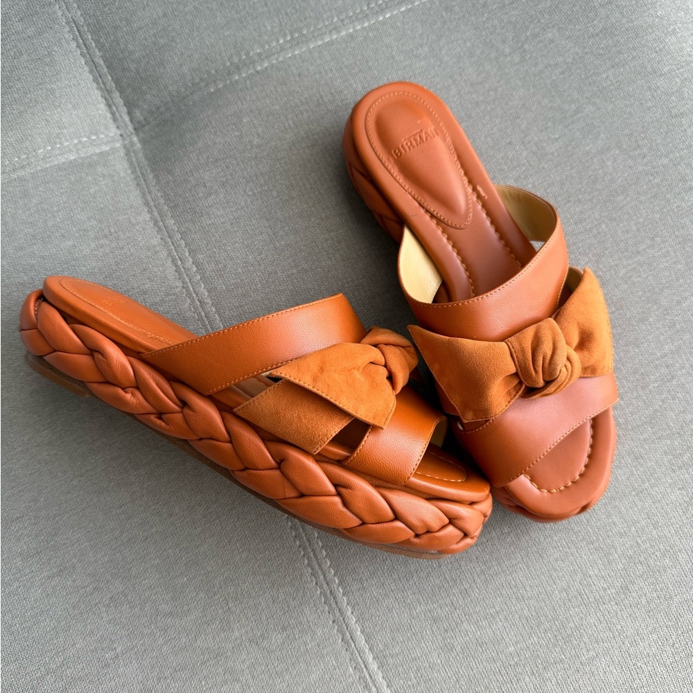 ALEXANDRE BIRMAN Maxi Clarita
Leather Flatform Sandals Golden
Ochre size 7